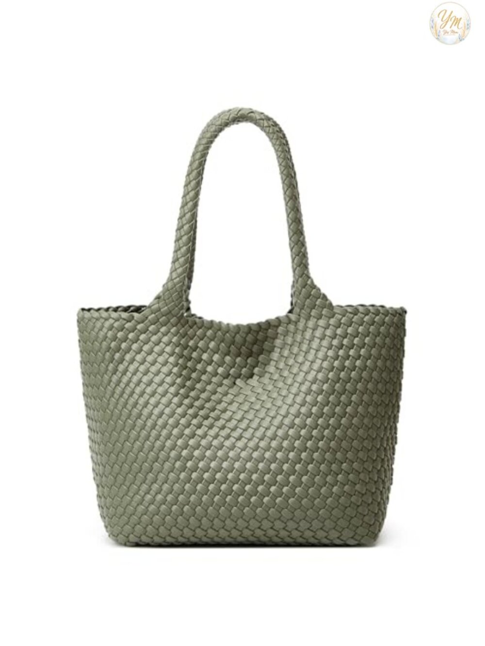 Vegan Leather Handwoven Tote Bag with Detachable Clutch for Travel Work